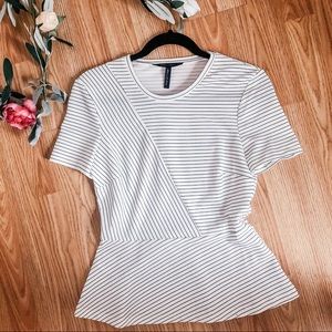 BCBGMaxAzria Striped Peplum Top S